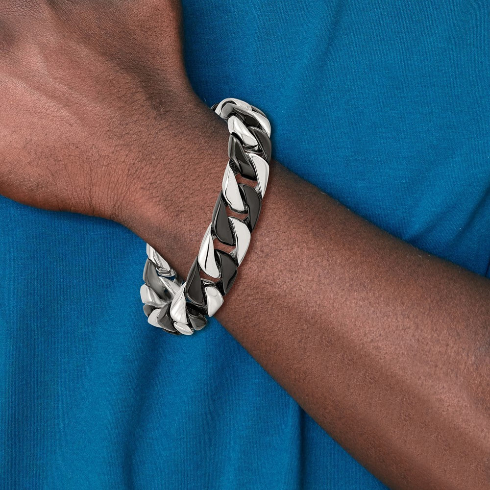 Chisel Stainless Steel Polished Black IP-plated 8.5 inch Curb Bracelet SRB2834-8.75