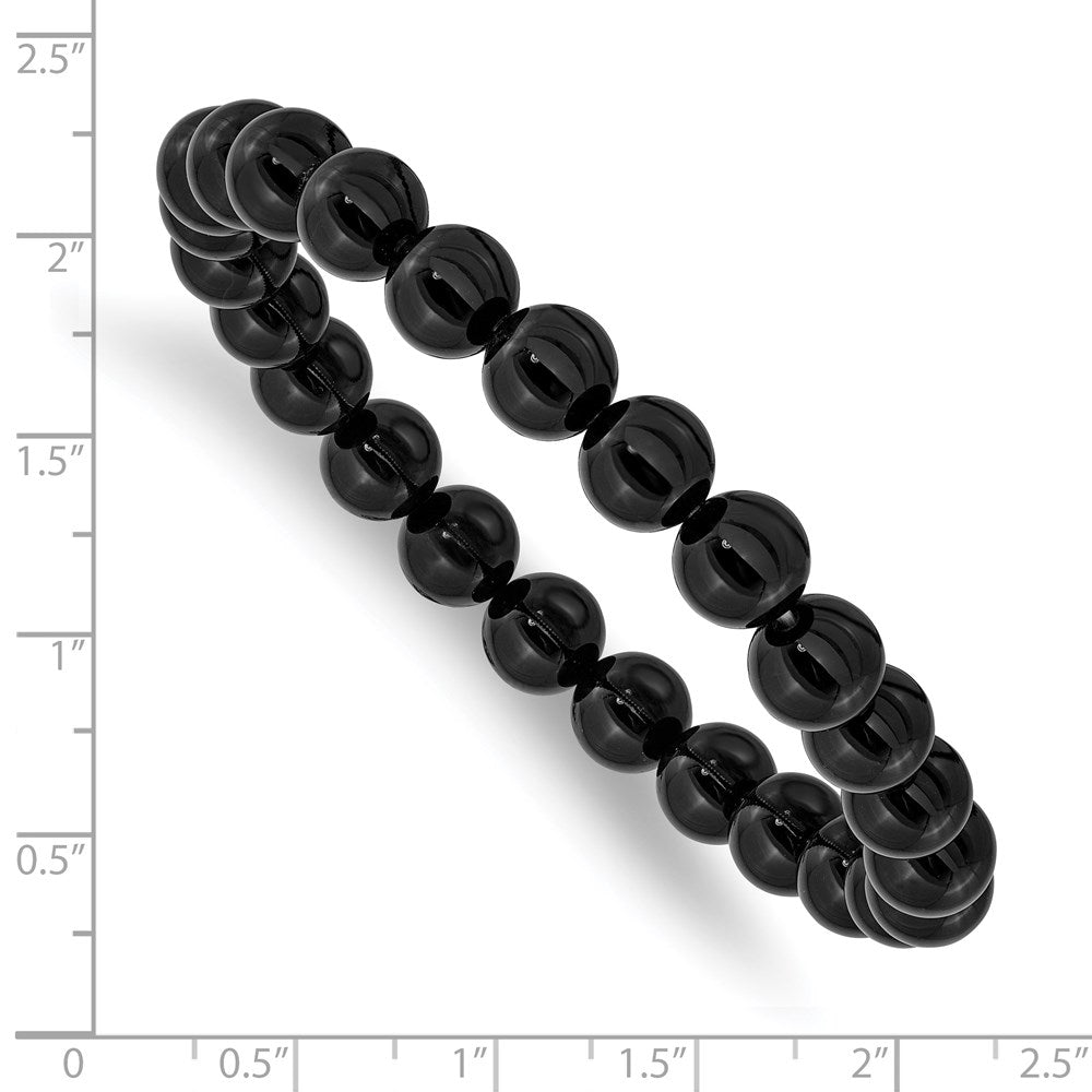 Chisel 8mm Black Agate Beaded Stretch Bracelet SRB2845