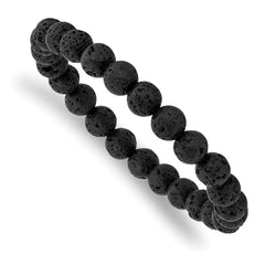 Chisel 8mm Volcanic Rock Agate Beaded Stretch Bracelet SRB2846