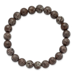 Chisel 8mm Grey Snowflake Agate Beaded Stretch Bracelet SRB2847