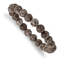 Chisel 8mm Grey Snowflake Agate Beaded Stretch Bracelet SRB2847