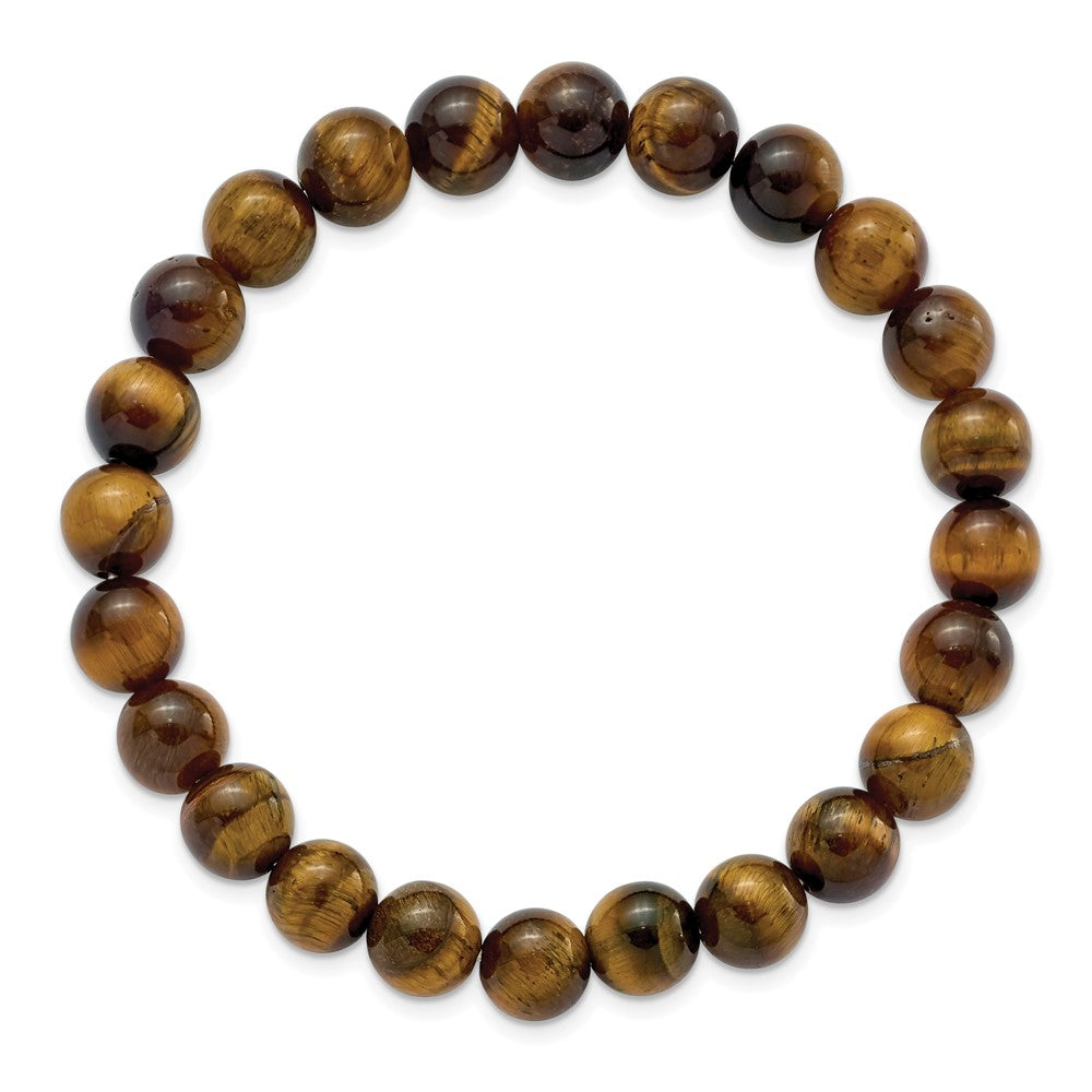 Chisel 8mm Yellow Tiger's Eye Agate Beaded Stretch Bracelet SRB2849