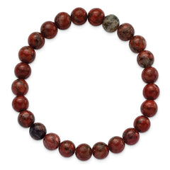 Chisel 8mm Sesame Red Agate Beaded Stretch Bracelet SRB2851