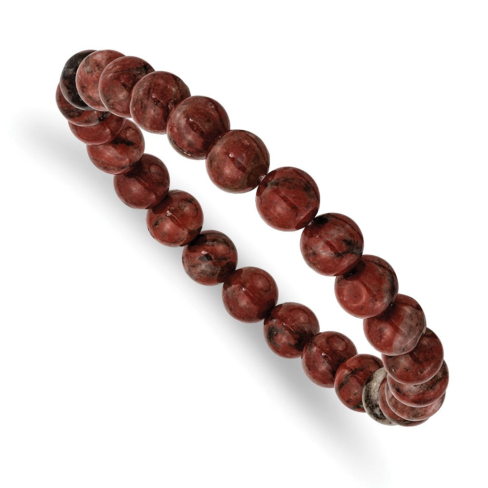 Chisel 8mm Sesame Red Agate Beaded Stretch Bracelet SRB2851