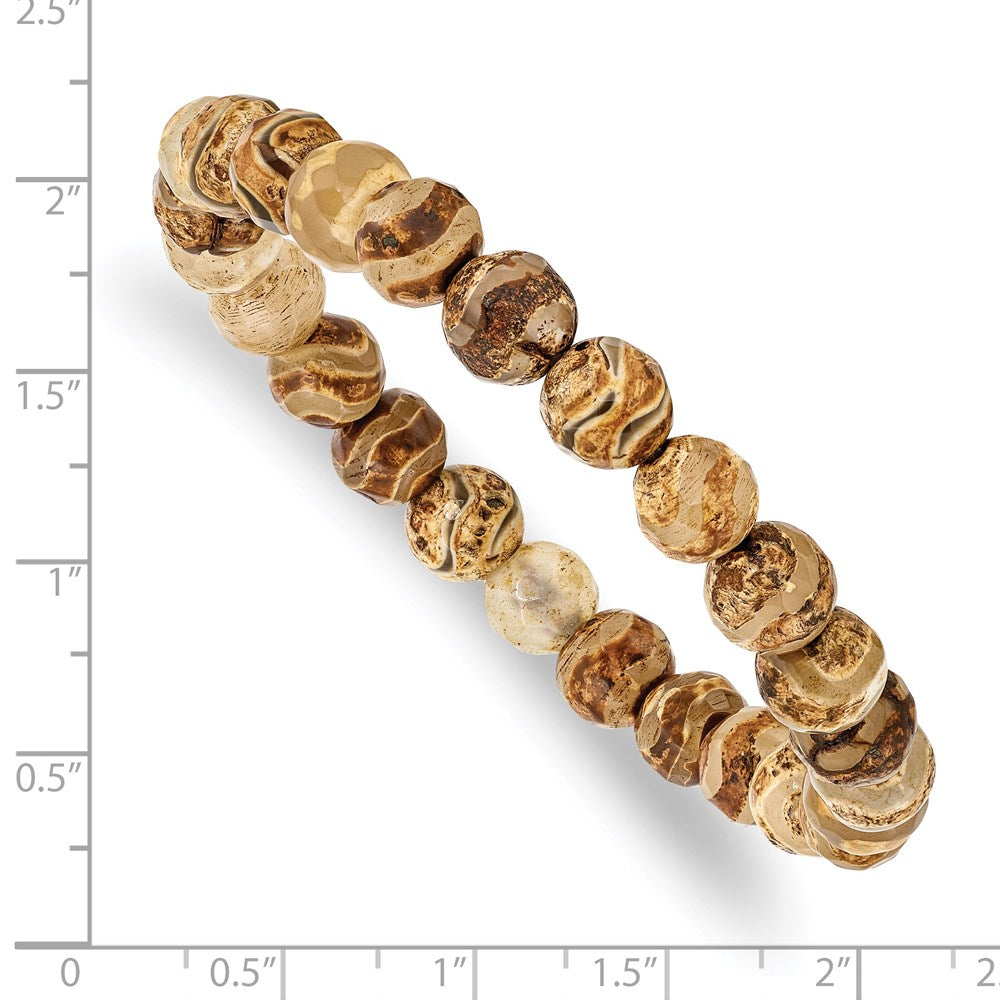 Chisel 8mm Celestial Pillar Agate Beaded Stretch Bracelet SRB2852