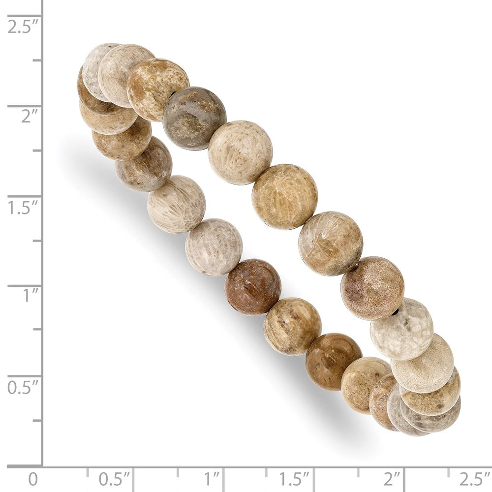 Chisel 8mm Chrysanthemum Agate Beaded Stretch Bracelet SRB2854