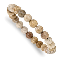 Chisel 8mm Chrysanthemum Agate Beaded Stretch Bracelet SRB2854