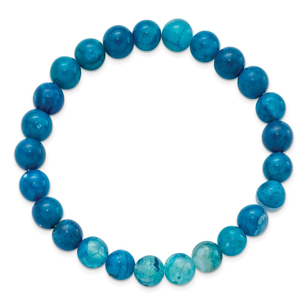 Chisel 8mm Blue Fire Agate Beaded Stretch Bracelet SRB2859