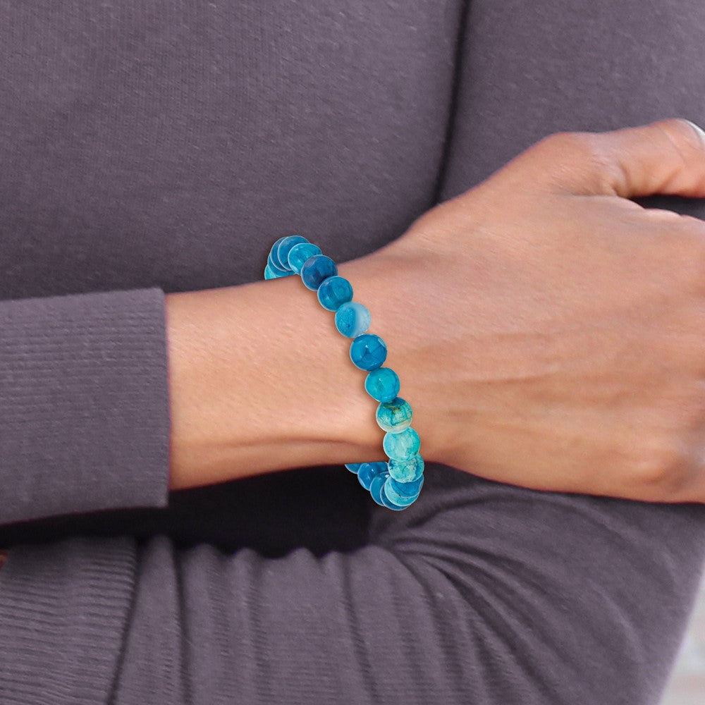 Chisel 8mm Blue Fire Agate Beaded Stretch Bracelet SRB2859