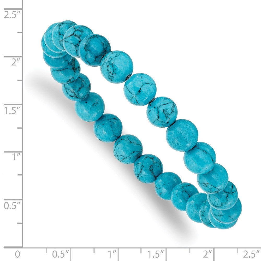 Chisel 8mm Blue Turquoise Agate Beaded Stretch Bracelet SRB2860