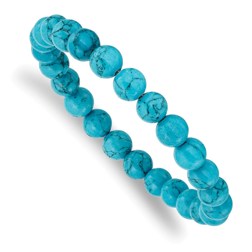 Chisel 8mm Blue Turquoise Agate Beaded Stretch Bracelet SRB2860