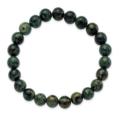 Chisel 8mm Green Eye Agate Beaded Stretch Bracelet SRB2862