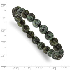 Chisel 8mm Green Eye Agate Beaded Stretch Bracelet SRB2862