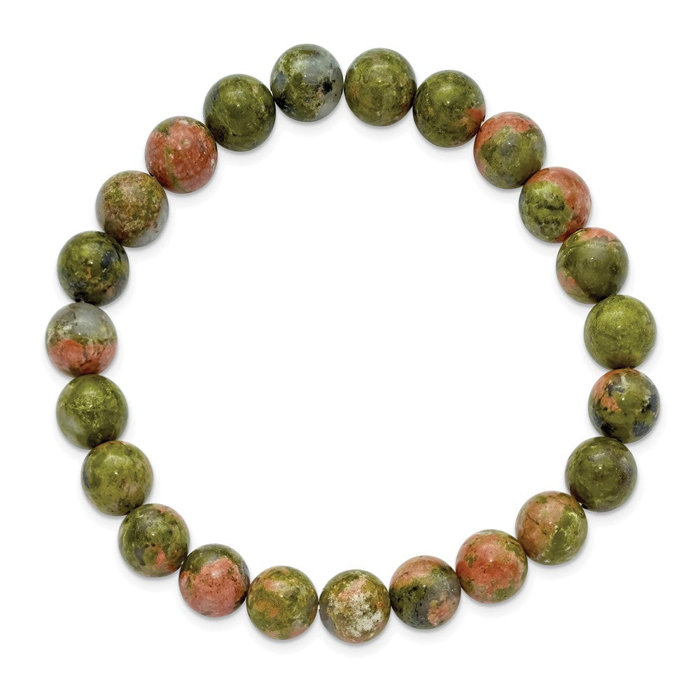 Chisel 8mm Unakite Agate Beaded Stretch Bracelet SRB2863
