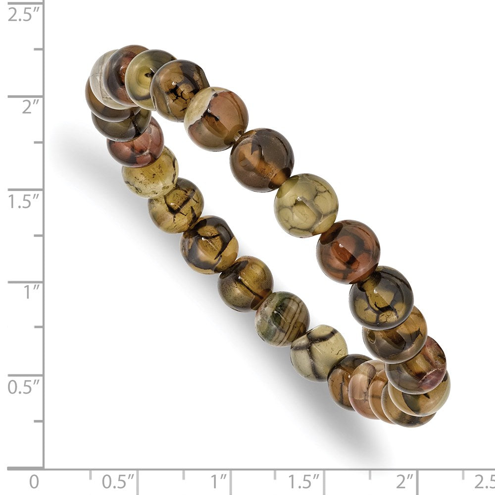 Chisel 8mm Black and Yellow Agate Beaded Stretch Bracelet SRB2866