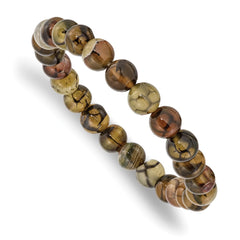 Chisel 8mm Black and Yellow Agate Beaded Stretch Bracelet SRB2866