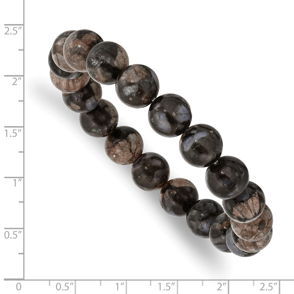 Chisel 10mm Black and Brown Agate Beaded Stretch Bracelet SRB2867