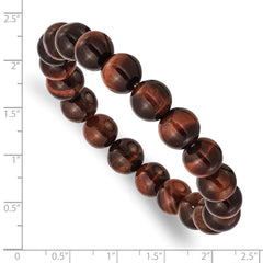Chisel 10mm Red Tiger's Eye Agate Beaded Stretch Bracelet SRB2869