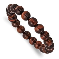 Chisel 10mm Red Tiger's Eye Agate Beaded Stretch Bracelet SRB2869