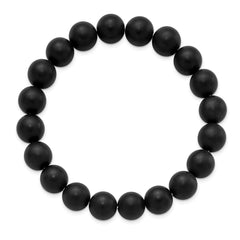 Chisel 10mm Black Agate Beaded Stretch Bracelet SRB2872