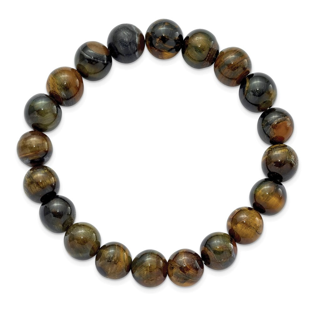 Chisel 10mm Blue and Yellow Tiger's Eye Agate Beaded Stretch Bracelet SRB2873
