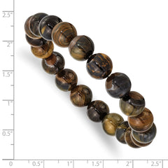 Chisel 10mm Blue and Yellow Tiger's Eye Agate Beaded Stretch Bracelet SRB2873