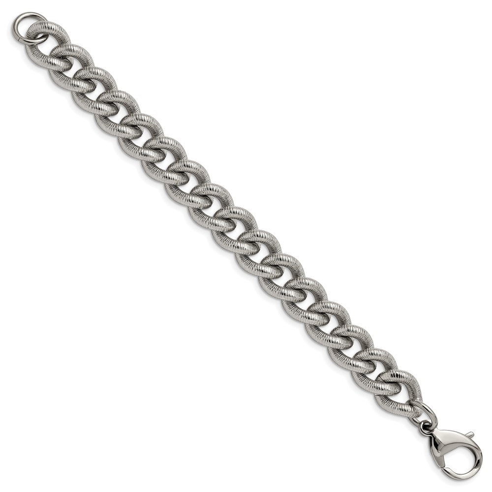 Chisel Stainless Steel Polished and Textured 14.5mm 8.25 inch Curb Bracelet SRB2876-8.25