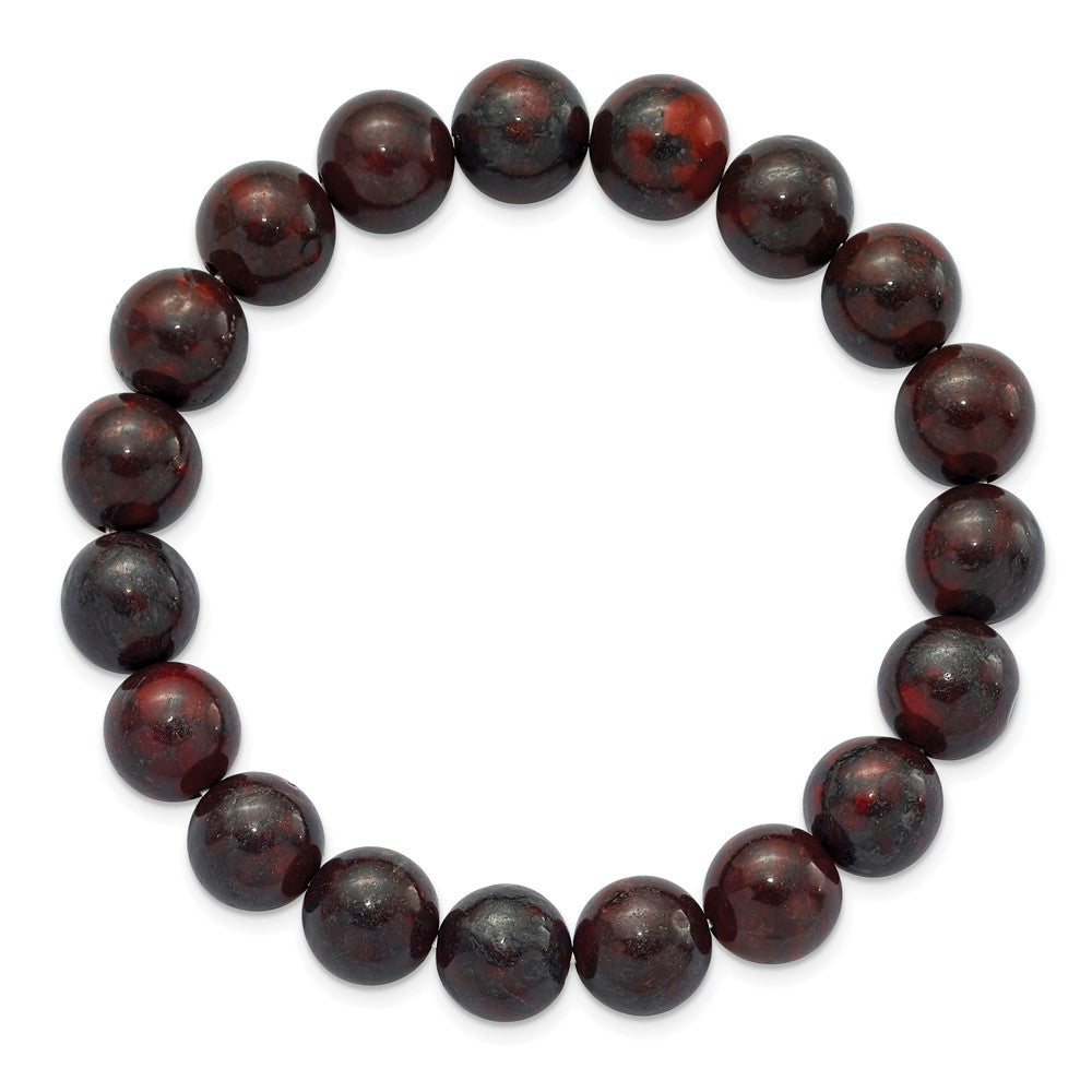 Chisel 10mm Black and Red Agate Beaded Stretch Bracelet SRB2878