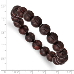 Chisel 10mm Black and Red Agate Beaded Stretch Bracelet SRB2878