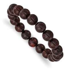 Chisel 10mm Black and Red Agate Beaded Stretch Bracelet SRB2878