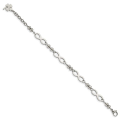 Chisel Stainless Steel Polished Infinity Symbol Link with 4 Leaf Clover Charm 6.5 inch Bracelet with 1 inch Extension SRB2879-6.5