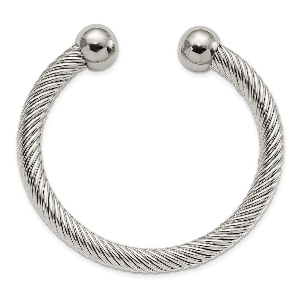 Chisel Stainless Steel Polished 7.3mm Cuff Bangle SRB2916