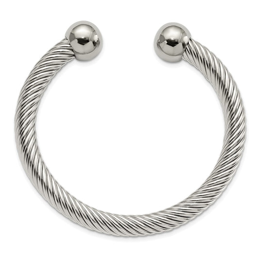 Chisel Stainless Steel Polished 7.3mm Cuff Bangle SRB2916