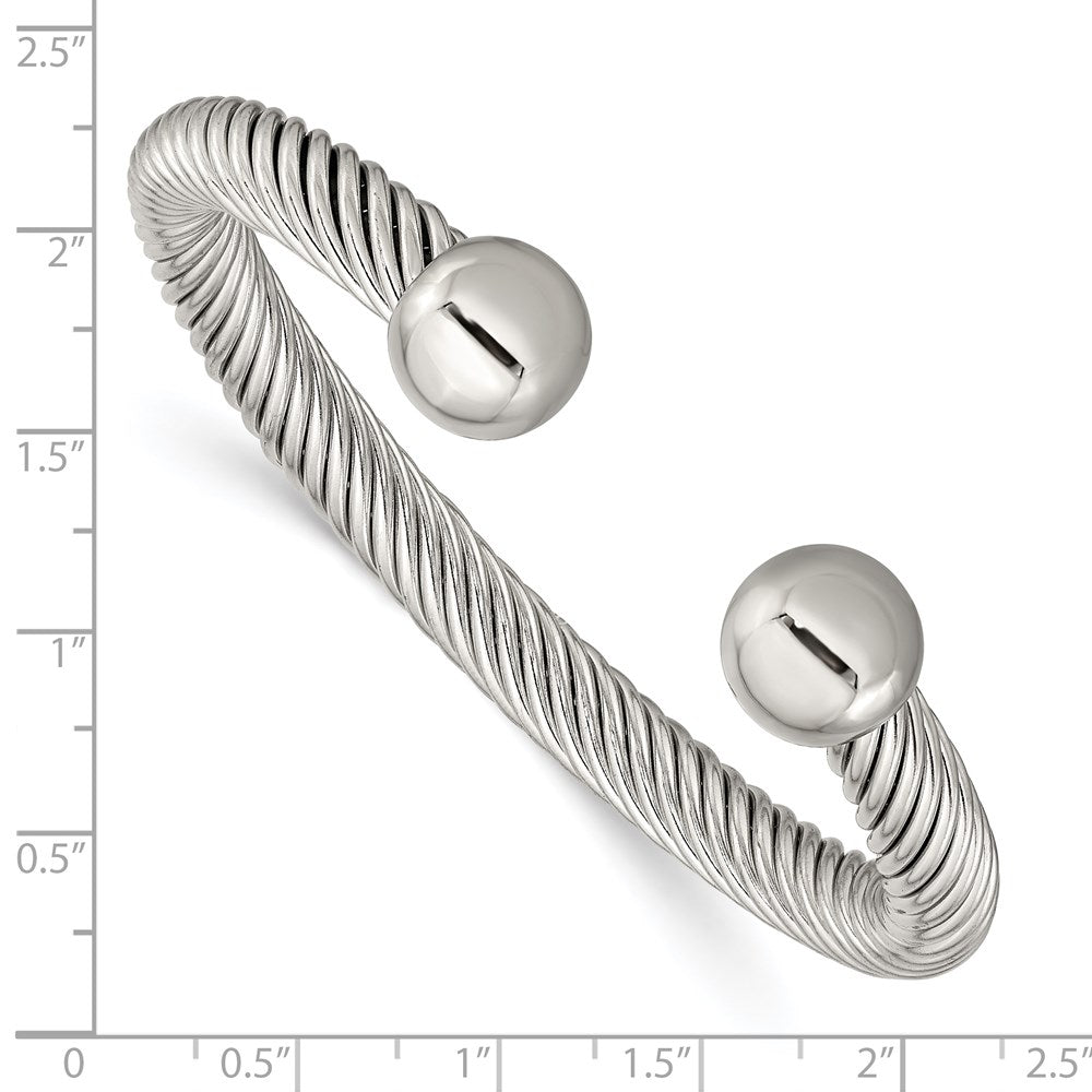 Chisel Stainless Steel Polished 7.3mm Cuff Bangle SRB2916