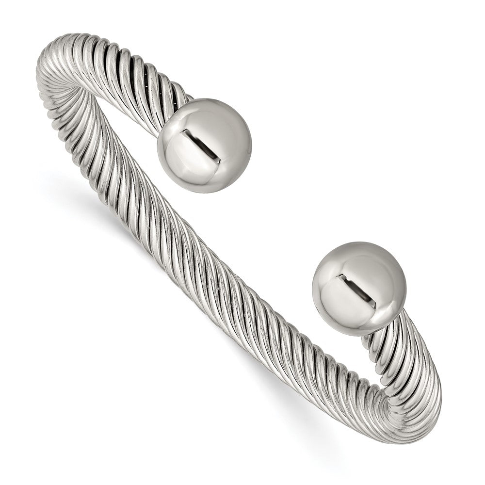 Chisel Stainless Steel Polished 7.3mm Cuff Bangle SRB2916