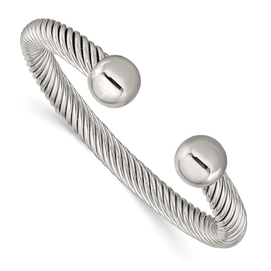 Chisel Stainless Steel Polished 7.3mm Cuff Bangle SRB2916