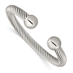 Chisel Stainless Steel Polished 7.3mm Cuff Bangle SRB2916