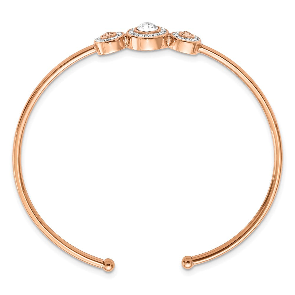 Chisel Stainless Steel Polished Rose IP-plated with Preciosa Crystal Flexible Cuff Bangle SRB2920