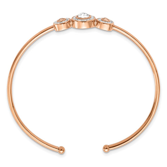 Chisel Stainless Steel Polished Rose IP-plated with Preciosa Crystal Flexible Cuff Bangle SRB2920