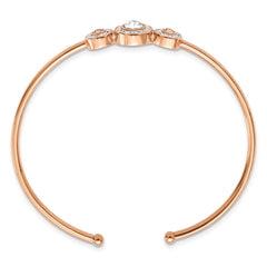 Chisel Stainless Steel Polished Rose IP-plated with Preciosa Crystal Flexible Cuff Bangle SRB2920