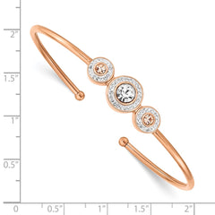 Chisel Stainless Steel Polished Rose IP-plated with Preciosa Crystal Flexible Cuff Bangle SRB2920