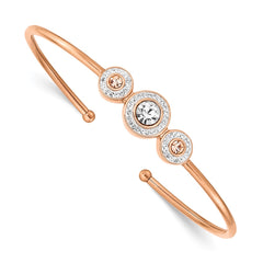 Chisel Stainless Steel Polished Rose IP-plated with Preciosa Crystal Flexible Cuff Bangle SRB2920