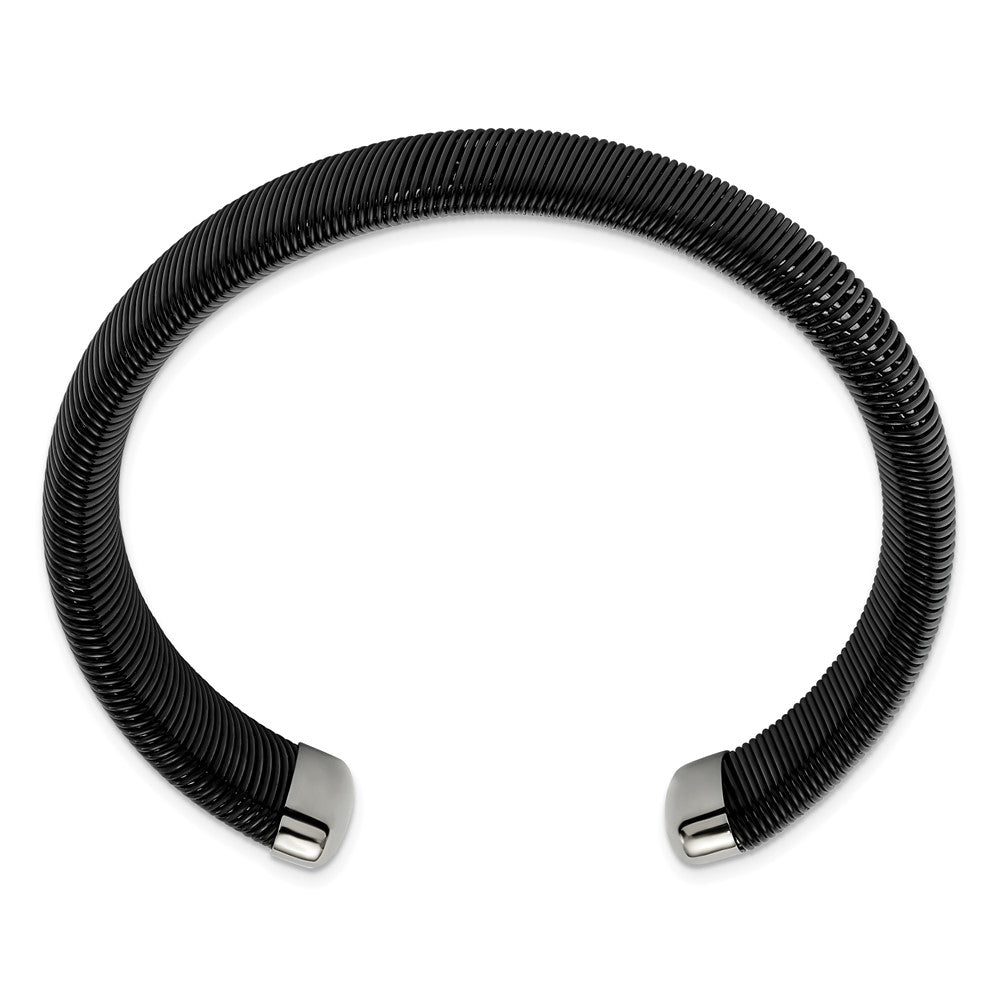 Chisel Stainless Steel Polished Black IP-plated Wire 18mm Cuff Bangle SRB2924
