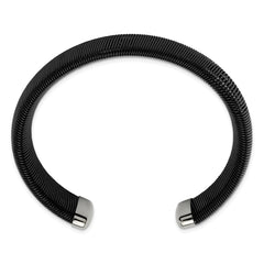Chisel Stainless Steel Polished Black IP-plated Wire 18mm Cuff Bangle SRB2924