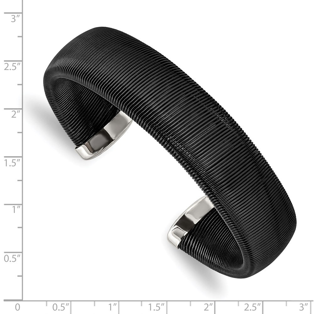 Chisel Stainless Steel Polished Black IP-plated Wire 18mm Cuff Bangle SRB2924