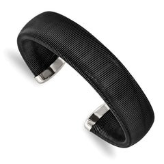 Chisel Stainless Steel Polished Black IP-plated Wire 18mm Cuff Bangle SRB2924