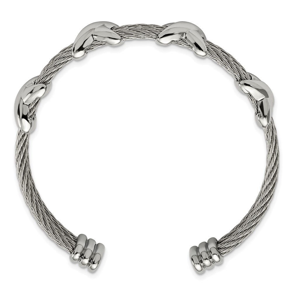 Chisel Stainless Steel Polished Cable X Design Cuff Bangle SRB2935