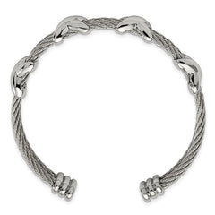 Chisel Stainless Steel Polished Cable X Design Cuff Bangle SRB2935