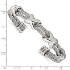 Chisel Stainless Steel Polished Cable X Design Cuff Bangle SRB2935