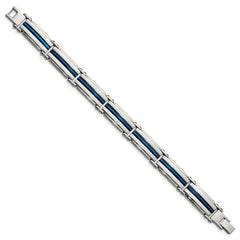 Chisel Stainless Steel Polished Blue IP-plated 8.5 inch Link Bracelet SRB2953-8.5
